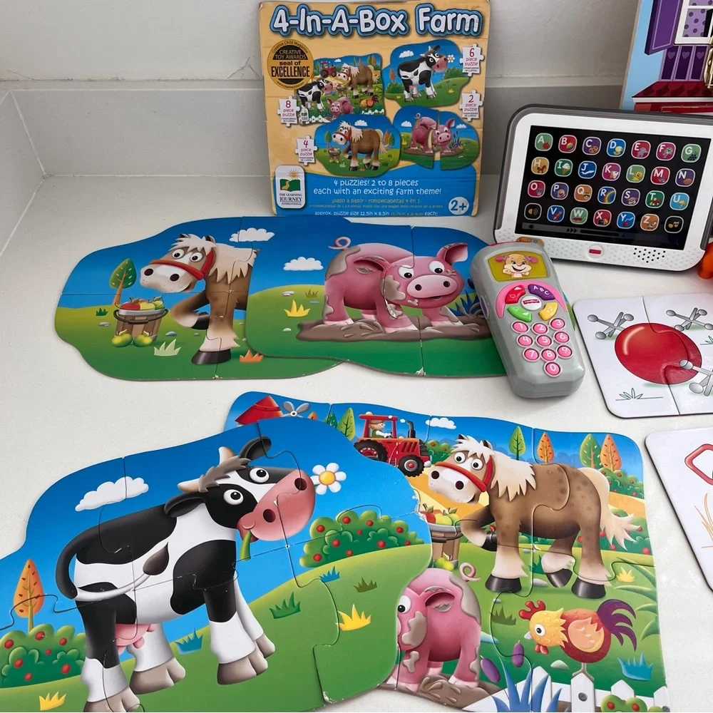 Toddler Kids Learning Toy Lot Bundle Puzzles Dinosaurs IPad Remote Control - Picture 3 of 6